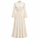 Ivory High-Neck Long-Sleeve Maxi Dress 137326