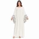 Women’s Ivory Maxi Kaftan with Leaf-Print Ruffle Sleeves S4992