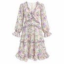 Cream & Lilac Floral Ruffle Dress 100707