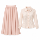 Women’s Ivory Lace-Trim Blouse & Blush Maxi Skirt Set 533667