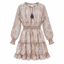 Women’s Blush Beige Leopard Print Tiered Dress 97399