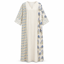 Women’s Ivory & Blue Floral Geometric Maxi Kaftan S50011