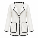 Women’s Ivory Blazer with Black Scalloped Trim 55676