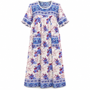 Women’s Ivory Floral Maxi House Dress with Pockets YD52