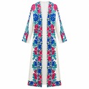 Women’s Ivory Open-Front Abaya with Multicolour Floral Print V6403