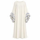 Women’s Ivory Maxi Kaftan with Leaf-Print Ruffle Sleeves S4992