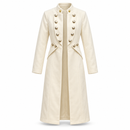 Women’s Ivory Military-Style Long Coat with Decorative Buttons NS96