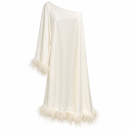 Women’s Ivory One-Shoulder Feather-Trim Dress 5MUYQ9