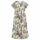 Women’s Cream Tropical Print Flutter-Sleeve Maxi Dress YD125