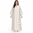 Women’s Ivory & Blue Floral Geometric Maxi Kaftan S50011