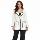 Women’s Ivory Blazer with Black Scalloped Trim 55676