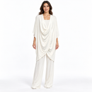 Ivory Draped Cowl-Neck Tunic & Wide-Leg Trouser Set 18919