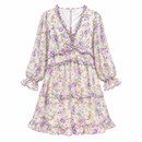 Women’s Ivory & Lavender Floral Ruffle Dress YD 133