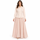 Women’s Ivory Lace-Trim Blouse & Blush Maxi Skirt Set 533667