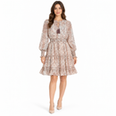 Women’s Blush Beige Leopard Print Tiered Dress 97399