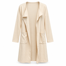Cream Open-Front Longline Cardigan with Patch Pockets 172597