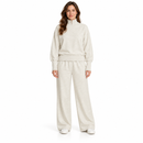 Women’s Oatmeal High-Neck Sweatshirt & Wide-Leg Trousers Set B9116