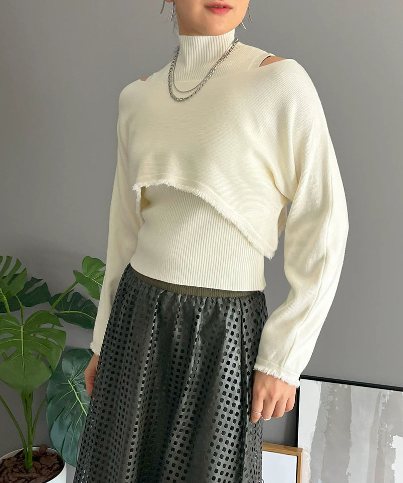 Jewelobe Short Bolero High Neck Sleeveless Knit Ensemble S71 - TUZZUT Qatar Online Shopping