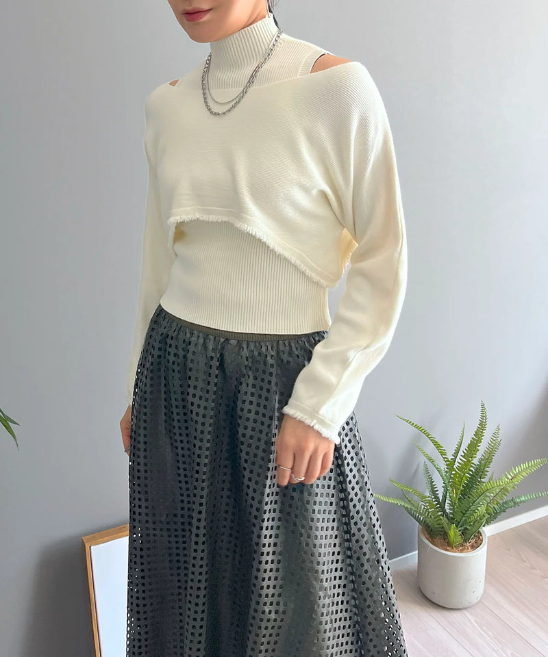 Jewelobe Short Bolero High Neck Sleeveless Knit Ensemble S71 - TUZZUT Qatar Online Shopping