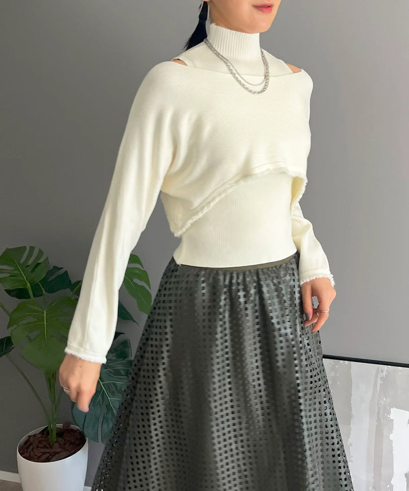 Jewelobe Short Bolero High Neck Sleeveless Knit Ensemble S71 - TUZZUT Qatar Online Shopping