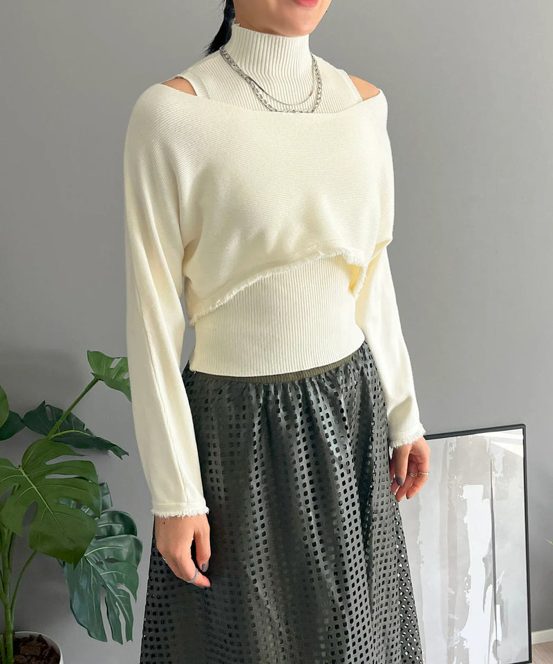 Jewelobe Short Bolero High Neck Sleeveless Knit Ensemble S71 - TUZZUT Qatar Online Shopping