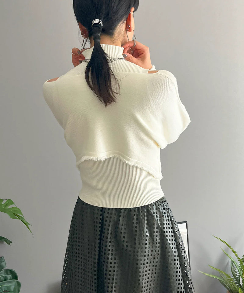 Jewelobe Short Bolero High Neck Sleeveless Knit Ensemble S71 - TUZZUT Qatar Online Shopping