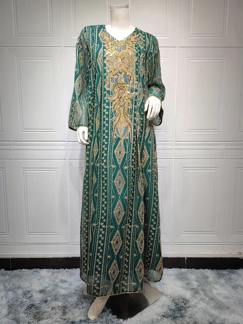 Jalabiya Ramadan Kaftan Luxury Sequins Ethnic Embroidery Long Dress S S4949231 - TUZZUT Qatar Online Shopping