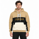 Beige, Black and Cream Colour-Block Hoodie with “23” Print NS64