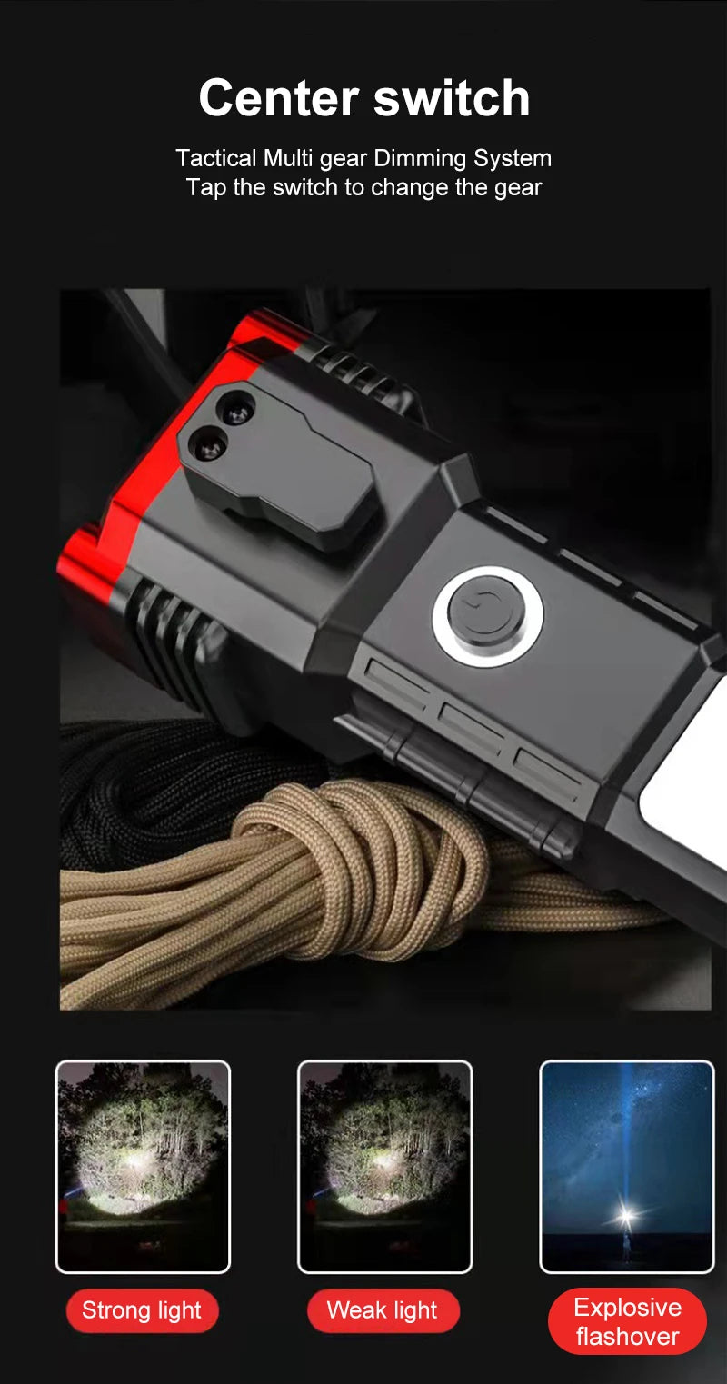 LED with Side Light COB Safety Hammer Lifesaving USB Charging with Magnet Multifunctional Strong Light car Flashlight X2152370 - Tuzzut.com Qatar Online Shopping