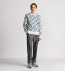 White and Blue Wool Jacquard Sweater M9680 - TUZZUT Qatar Online Shopping