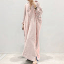 Women's Cotton Maxi Long Sleeve Button Down Loose Striped Kaftan Dress 39688 - TUZZUT Qatar Online Shopping