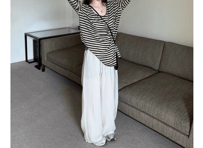 Women's Black Stripe Loose Long Sleeve T-Shirt 589377 Women's Black Stripe Loose Long Sleeve T-Shirt 589377