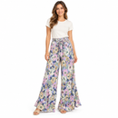 Women’s Floral Print Wide-Leg Trousers with Tie Waist 85157