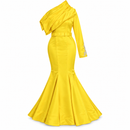 Women’s Lemon Yellow Asymmetric Draped Mermaid Gown 50MEOE