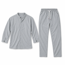 Light Grey Mandarin-Collar Shirt & Drawstring Trouser Set NS12