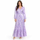 Women’s Lavender Floral Long-Sleeve Maxi Dress YD130