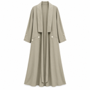 Women’s Stone Khaki Open-Front Long Abaya with Button Details S5031