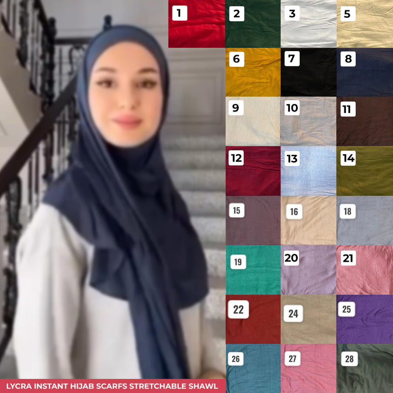 Lycra Instant Hijab Scarfs Stretchable Shawl