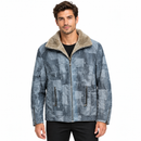 Men’s Blue-Grey Patchwork Print Fleece-Lined Jacket NS38