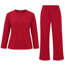 Burgundy Red Ribbed Long Sleeve Top & Wide-Leg Pants Co-Ord Set SQ005