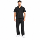 Men’s Black Shawl-Collar Shirt & Trouser Set YD41