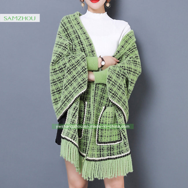 Women Pocket Shawl Woven Tassel Shawl    B-381226 - TUZZUT Qatar Online Shopping