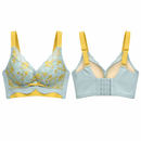 Women’s Mint Blue & Yellow Floral Lace Longline Bra 5450