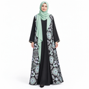 Women’s Black & Mint Geometric Print Abaya Set S4987