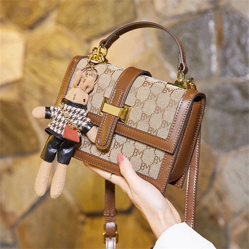 Miosheal Korssiont Luxury Brand Simple Square Hand Bag Quality PU Leather Women's Designer Lock Shoulder Messenger Handbag S4356865