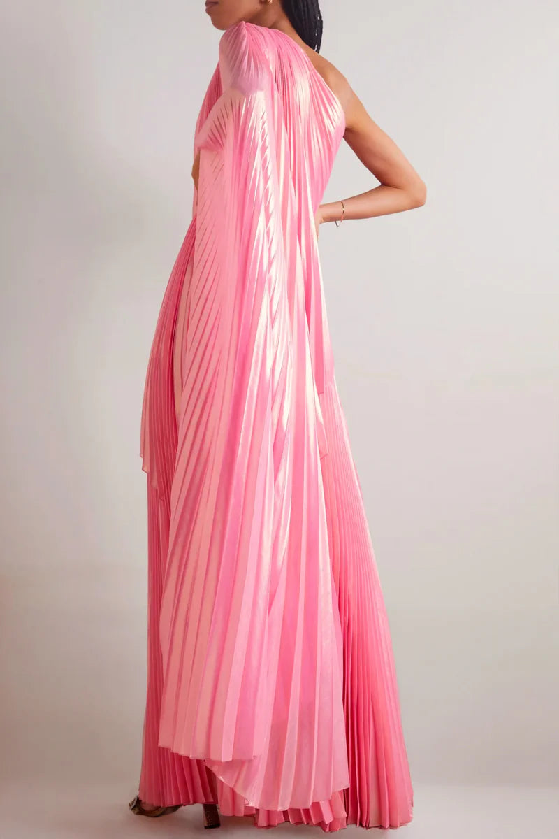 One-shoulder Pleated Maxi Dress 134726 One-shoulder Pleated Maxi Dress 134726