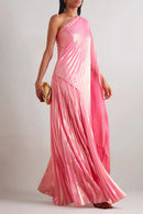 One-shoulder Pleated Maxi Dress 134726 - TUZZUT Qatar Online Shopping