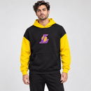 Black & Yellow Colour-Block Basketball Graphic Hoodie NS139