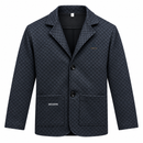 Men's Dark Charcoal Black Checkered Long Sleeve Casual Blazer Jacket with Button Closure & Front Pockets SQ010