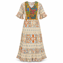 Women’s Cream Paisley Maxi Dress with Multicolour Embroidery NS18